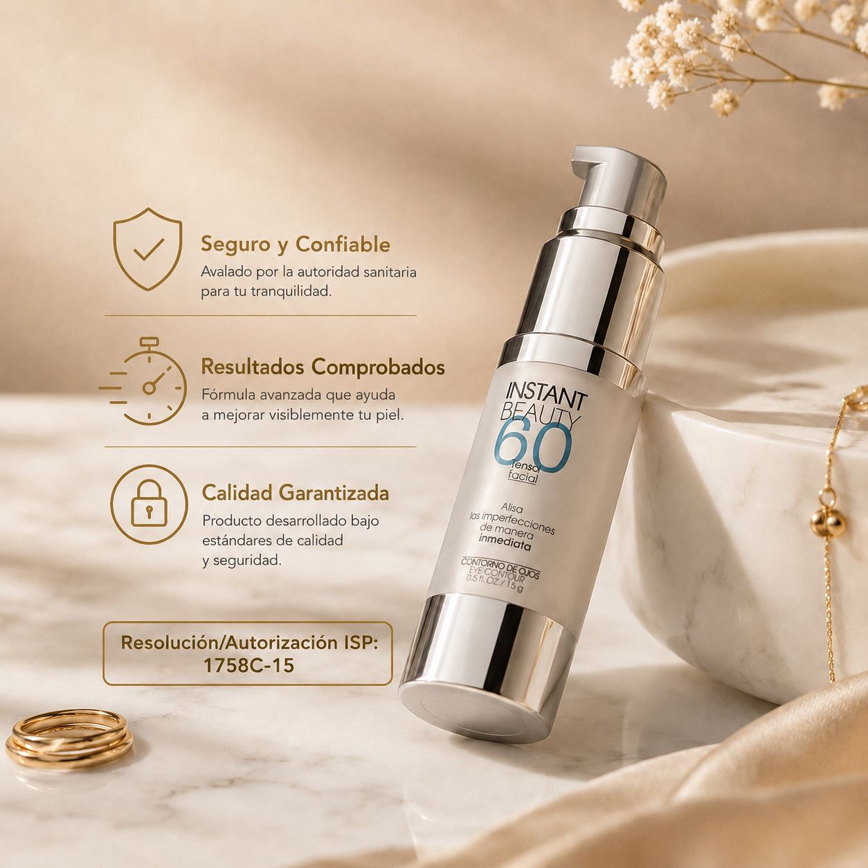 Instant Beauty 60 — Serum Tensor Antiarrugas de Acción Inmediata (15 ml)