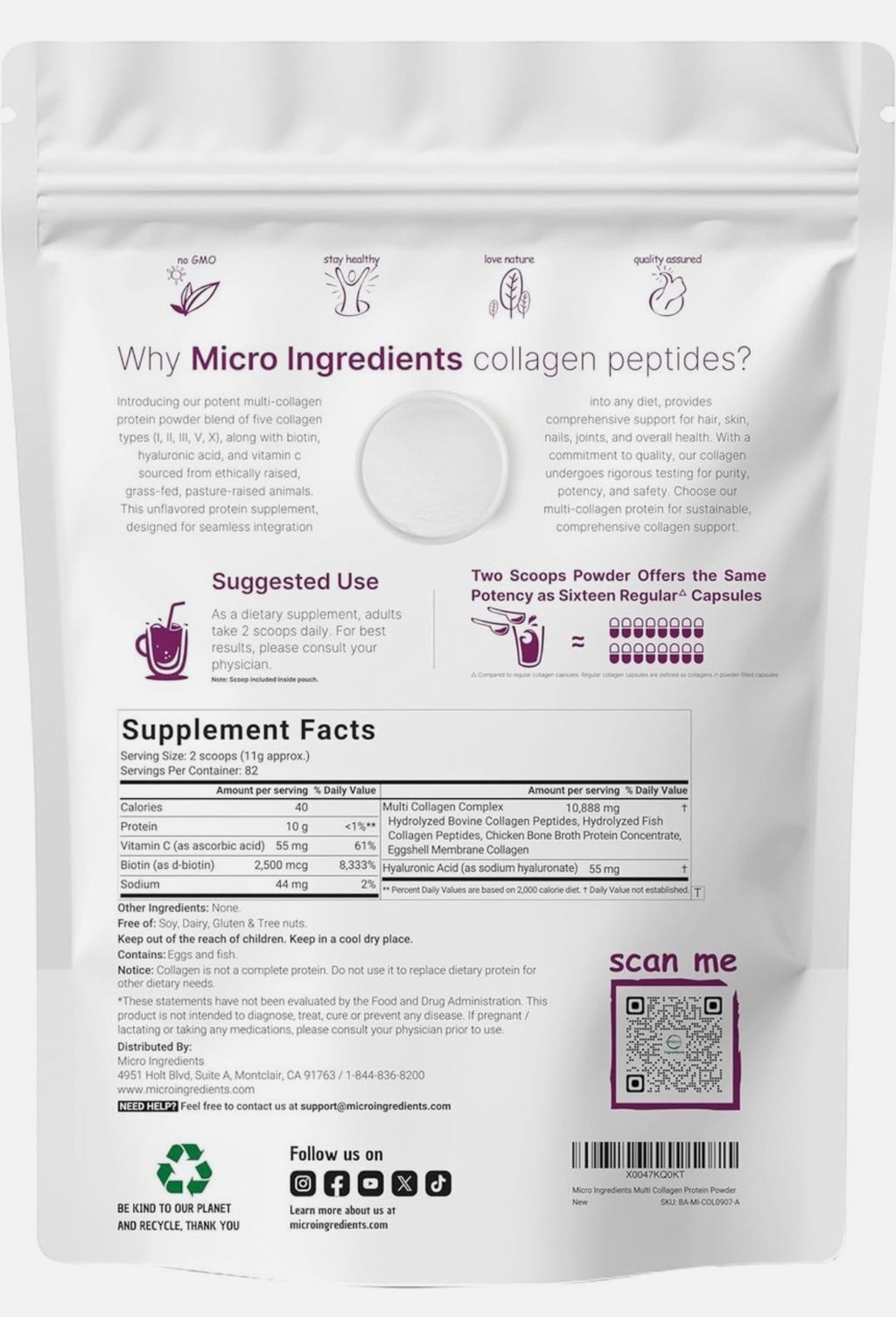Multi Colágeno Hidrolizado Premium (Tipos I, II, III, V, X)