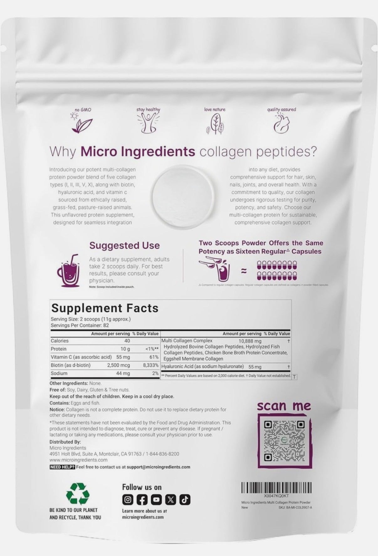 Multi Colágeno Hidrolizado Premium (Tipos I, II, III, V, X)