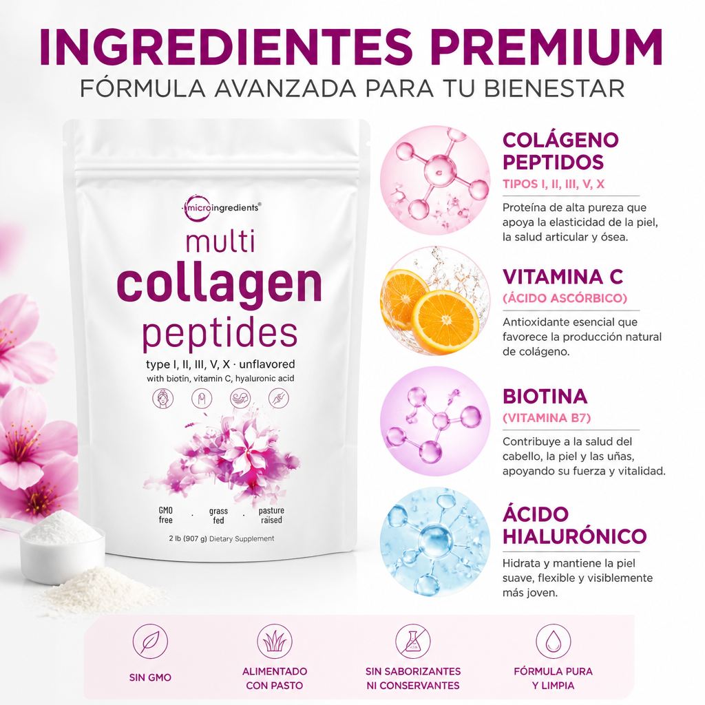 Multi Colágeno Hidrolizado Premium (Tipos I, II, III, V, X)