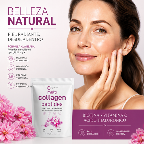 Multi Colágeno Hidrolizado Premium (Tipos I, II, III, V, X)