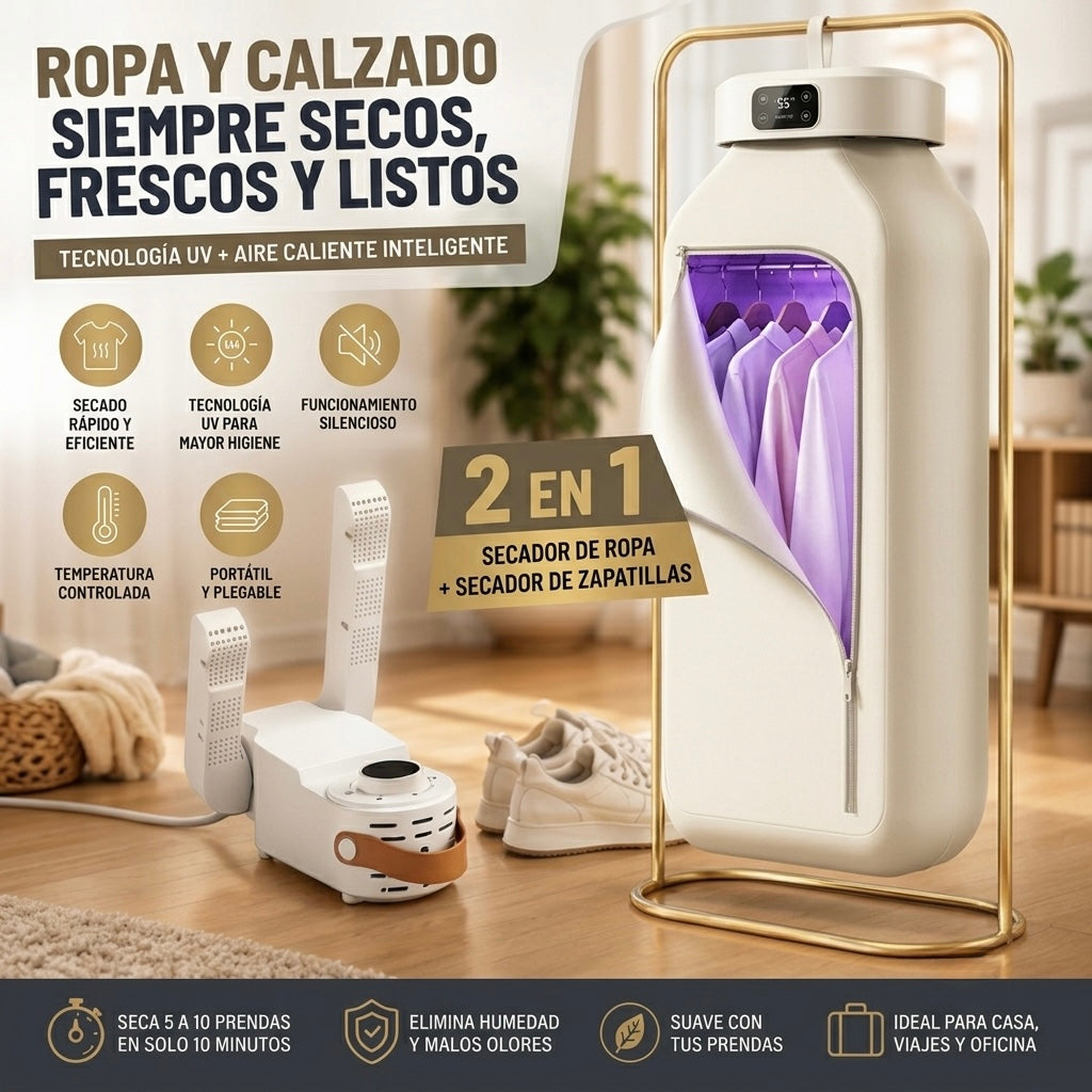 Pack Secador Portátil Premium - Secadora de Ropa + Secador de Zapatillas